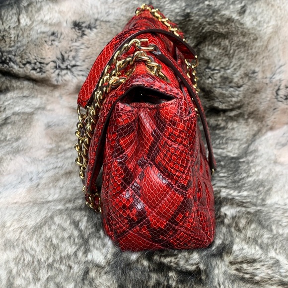 Auth Michael Kors LARGE CHAIN PYTHON SHOULDER BAG - Picture 7 of 8